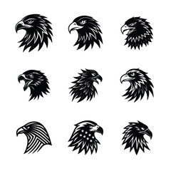 Obraz premium set of black silhouettes of eagle