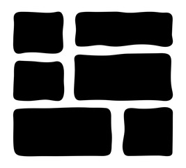 Doodle black vector shapes and frames for social media. Kids abstract text box with soft edges by marker. Hand drawn speech bubble blobs for dialog