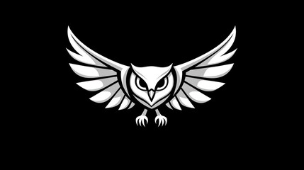 Fototapeta premium Owl in flight, graphic design, black background, digital art