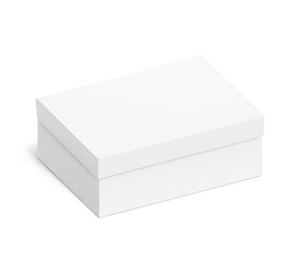 Fototapeta premium Shoes packing carton box mockup. Vector illustration isolated on white background. Taking your 2D designs into 3D. Ready for your design. EPS10.