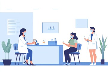 Medical Clinic Doctor Patient Consultation Flat Illustration Care Nurse Vector Health Office Diagram