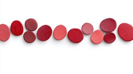 Vibrant red circles on a clean white background creating a festive and cheerful atmosphere for decorations