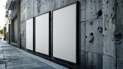 Triple Vertical digital Poster Mockup background on outdor space