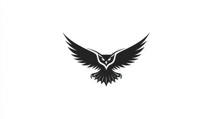 Obraz premium Soaring Eagle Silhouette, Symbolic Flight, White Background, Graphic Design, Image for Brand Identity or Inspiration