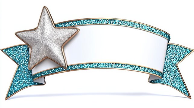 Beautiful silver star with a banner design ideal for retirement celebrations representing joy and festivity isolated on white