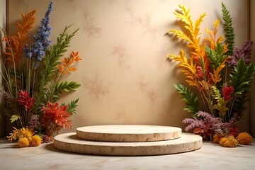 Autumnal Display Podium with Floral Arrangement
