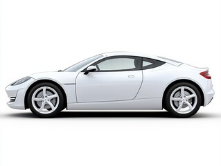 Impressive white sports car featuring a matte bumper captured in side view isolated to emphasize its sleek characteristics