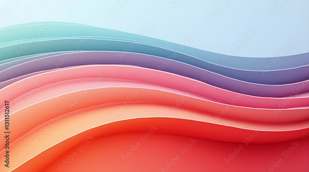 Poster stylish abstract pastel colorful gradient wavy layers texture background