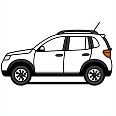 Fototapeta premium Simple car outline icon in black color isolated on a clean white background for transportation and vehicle themes