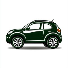 Fototapeta premium Simple green car outline icon isolated on a clean white background for eco-friendly and transportation themes