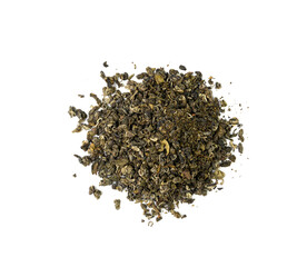 Yunnan Bi Luo Chun green tea leaves balls isolated, dry fresh herbal tea pile, healthy drink ingredient