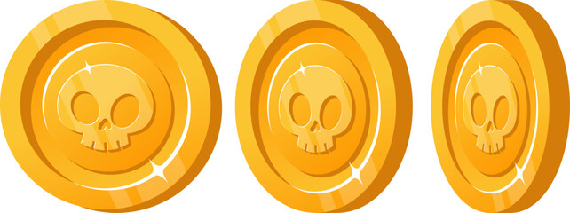 Gold coin with skull inside