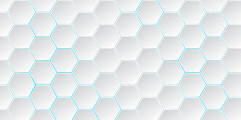 Naklejka premium seamless hexagon pattern. Abstract Hexagon white background with blue light. White abstract geometric vector graphic background. Hexagon. Illustration. Vector. 