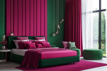 Transform Your Space with a Vibrant Green Bed and Carmines