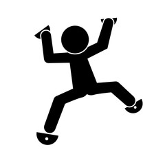 Silhouette of person bouldering. Vector.