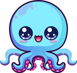 Cute Kawaii Octopus Cartoon Illustration