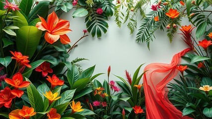 Fototapeta premium Botanical Rhapsody: Fashion Flourishes Amidst Enchanting Flora