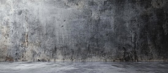 Obraz premium Textured gray concrete backdrop with uneven, weathered surface; dark tones with subtle lighter patches creating depth and dimension.