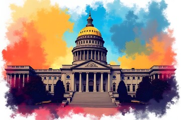 Colorful Artistic Capitol Building Exterior