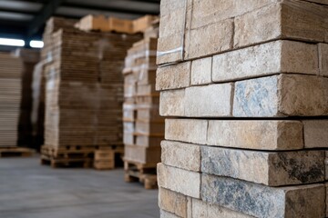Large Stack of Newly Manufactured Tiles in Warehouse