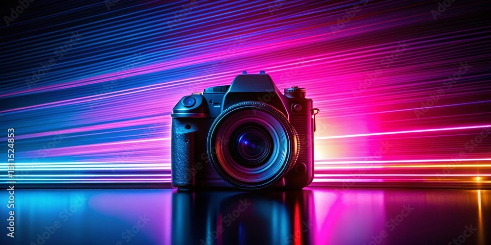 Poster silhouette of stylish tech fragmentation: abstract lines background