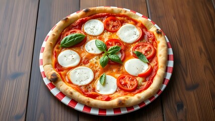  Traditional Napolitan Margherita Pizza Served on a Classic Italian Pizza Plate