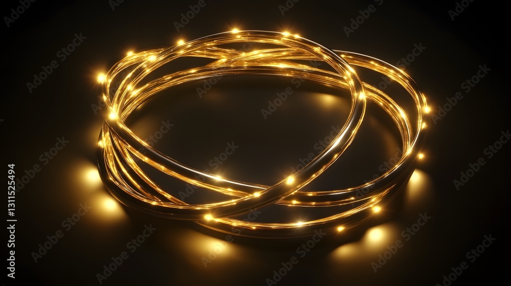 Poster golden illuminated rings create a circular abstract design