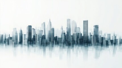 Fototapeta premium Cityscape skyline reflection, urban development, background, design
