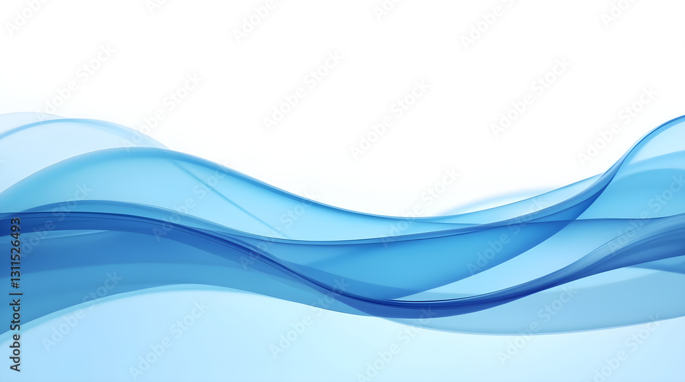 Poster modern smooth blue abstract waves background - flowing wavy design element on white backdrop for web
