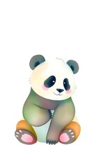  Watercolor Panda in Pastel Hues, Set Against a Soft Gradient Background for a Calm Vibe