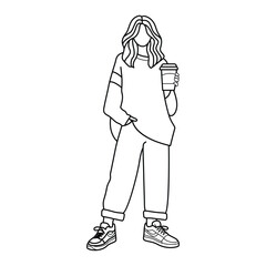 Fototapeta premium young woman with a glass of coffee