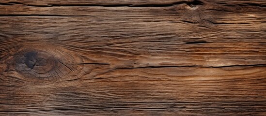 Naklejka premium Aged wooden background texture featuring rich brown tones and detailed grains positioned centrally, ideal for copy space applications.