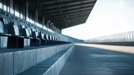 Obraz premium Professional Motorsport Circuit with Empty Grandstands for Audience View - AR 16:9
