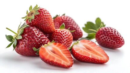 Fresh Strawberries on a White Background