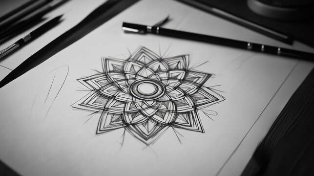 Skribble, tattoo drawing sketch on a white paper