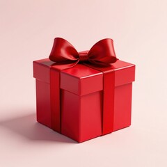Fototapeta premium Crimson ribbon cupid's bow adorns a rich red gift box , valentines, celebration, macro
