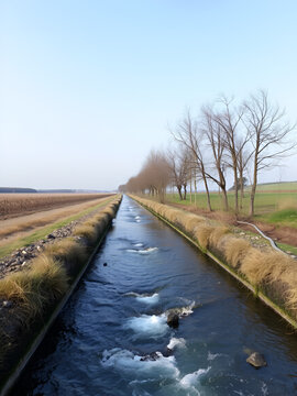 paratia nel canale d'acqua per irrigazione agricola