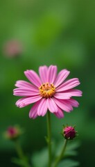 Obraz premium Delicate pink New York asters, soft focus green background , garden, image, botanical
