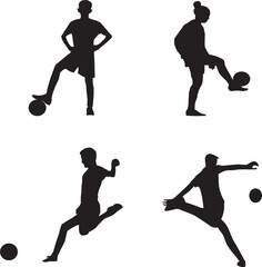 a set of silhouettes of football players. isolated on white background. graphic vector illustration.