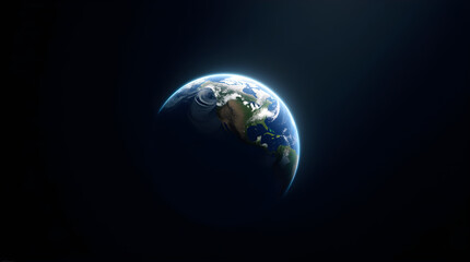 Stunning Realistic Planet Earth from Space Digital Art Globe with Clouds North America Dark Backdrop