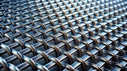 Fototapeta premium Silver Brushed Metal Grid Background Texture: Abstract Industrial Design