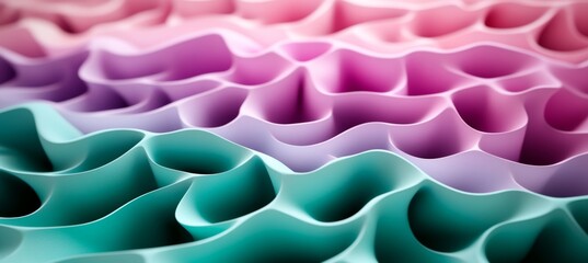 Fototapeta premium Abstract Background, a 3D Design With Intertwining Shapes in Soft Pink, Mint Green, and Lilac Hues