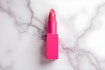 Elegant Pink Lipstick on Marble Background for Makeup Lovers