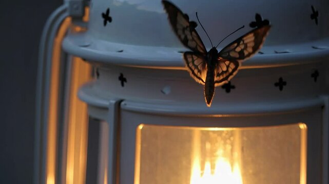 Moth on a burning lamp