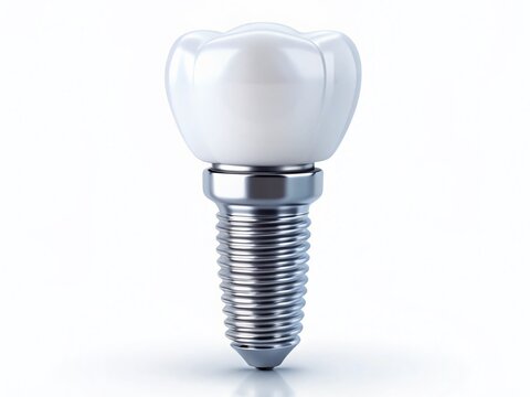 Single White Dental Implant, Long Exposure Studio Shot, Isolated on White Background