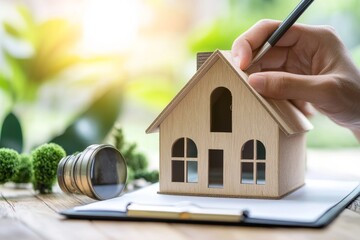 Wooden House Model Home Design Real Estate Property Investment Sale Dream Family Future Market      