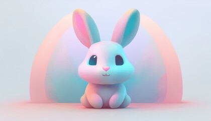 Fototapeta premium A simple cartoon Easter bunny with a white background and eggs