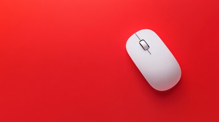 3d mouse pointer on red background.