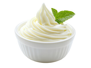 Isolated Bowl of Cream with Mint