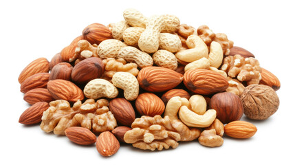 Assorted mixed nuts pile with almonds, walnuts, and peanuts